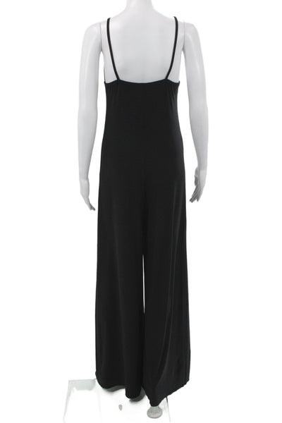 Norma Kamali Womens Black Sleeveless V-Neck Jumpsuit Size S