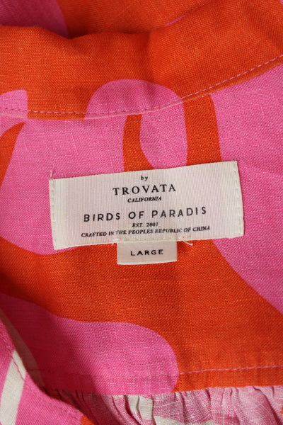 Birds of Paradis by Trovata Women Linen Floral Button-Down Set Size L