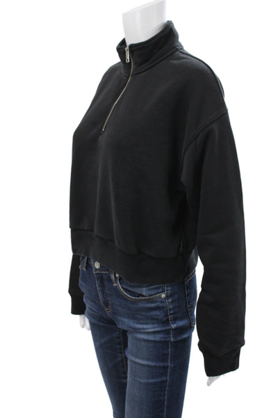 TNA Womens Black Zip Pullover Sweatshirt High Neck Long Sleeve Size L