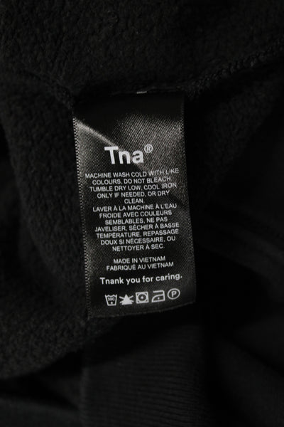 TNA Womens Black Zip Pullover Sweatshirt High Neck Long Sleeve Size L