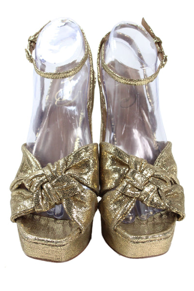 Sam Edelman Womens Block Heel Metallic Leather Ankle Strap Sandals Gold Size 8.5