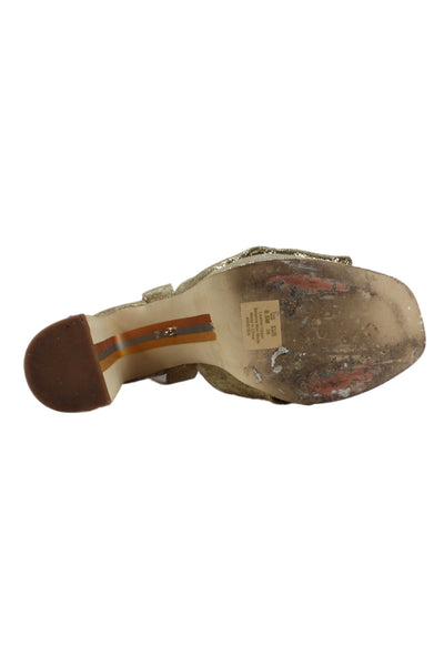 Sam Edelman Womens Block Heel Metallic Leather Ankle Strap Sandals Gold Size 8.5