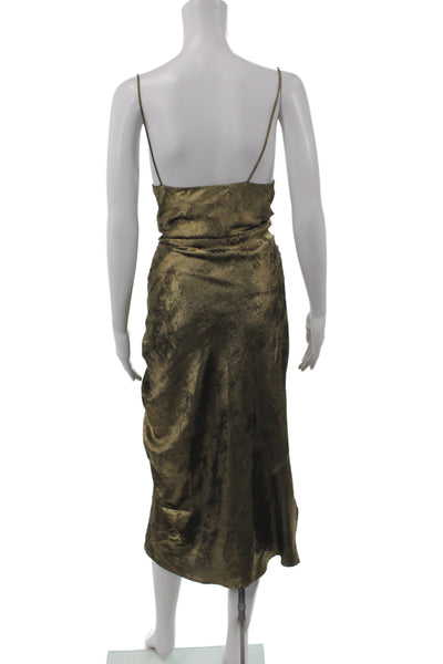 Zara Women Slip Dress Gold Cowl Neck Knee Length Sleeveless Size S