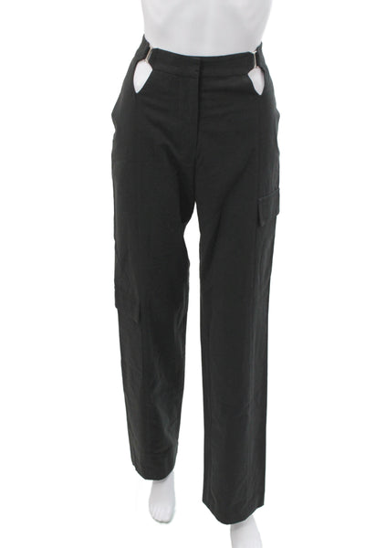 Bec & Bridge Womens Cargo Pants Black Cotton Zip Inseam 32 Size 2