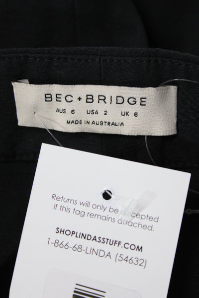 Bec & Bridge Womens Cargo Pants Black Cotton Zip Inseam 32 Size 2
