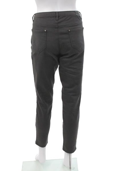 Zara Women Ankle Biker Pants Gray Cotton Button Size 8
