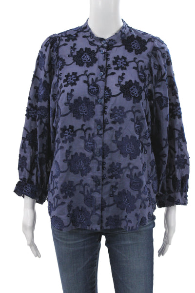 Pilcro and the Letterpress Anthropologie Womens Tunic Blue 3/4 Sleeve Size S