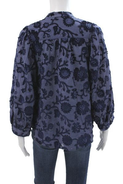 Pilcro and the Letterpress Anthropologie Womens Tunic Blue 3/4 Sleeve Size S
