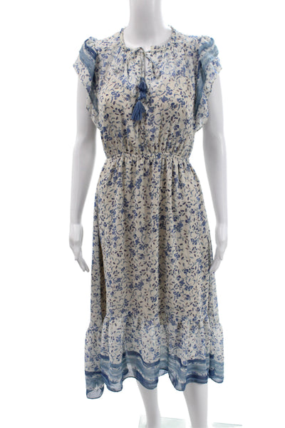 Lovestitch Womens A-Line Boho Beige Maxi Dress Short Sleeve Size S