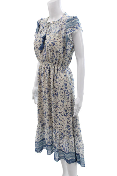 Lovestitch Womens A-Line Boho Beige Maxi Dress Short Sleeve Size S