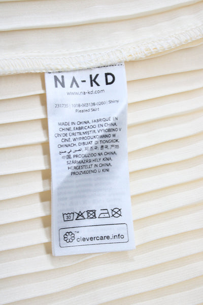 NA-KD Womens Pleated Long Ivory Skirt 100% Polyester Size 34