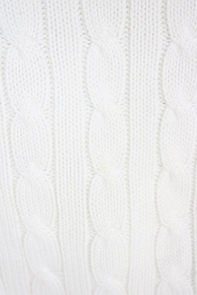 Ralph Lauren Women Pullover Sweater White Cotton Crew Neck Size L