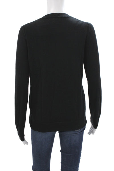 Banana Republic Womens Pullover Black Merino Crewneck Long Sleeve Size M