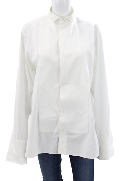 Vera Wang Mens Button-Down Dress Shirt White Long Sleeve Cotton Size 16