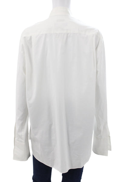 Vera Wang Mens Button-Down Dress Shirt White Long Sleeve Cotton Size 16