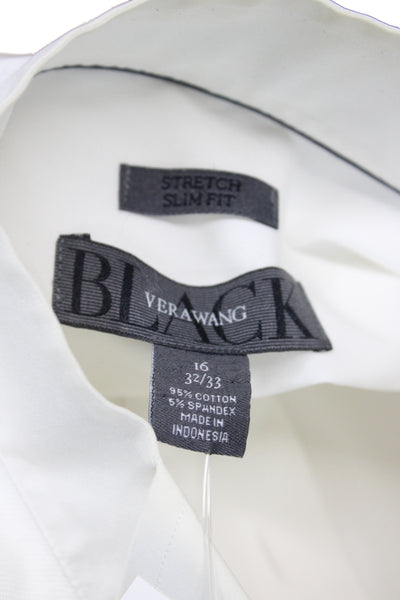 Vera Wang Mens Button-Down Dress Shirt White Long Sleeve Cotton Size 16