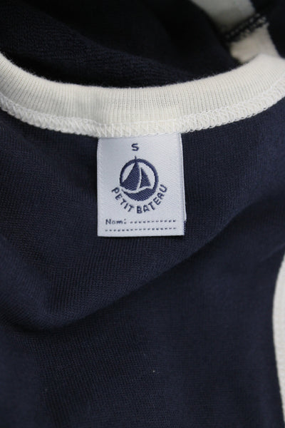 Petit Bateau Women Basic Nautical Blue Cotton Sleeveless Tank Round Neck Size S
