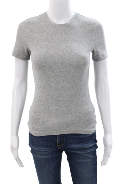Tibi Women Basic Gray Crew Neck Short Sleeve Cotton T-Shirt Size XS