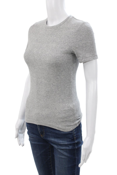 Tibi Women Basic Gray Crew Neck Short Sleeve Cotton T-Shirt Size XS