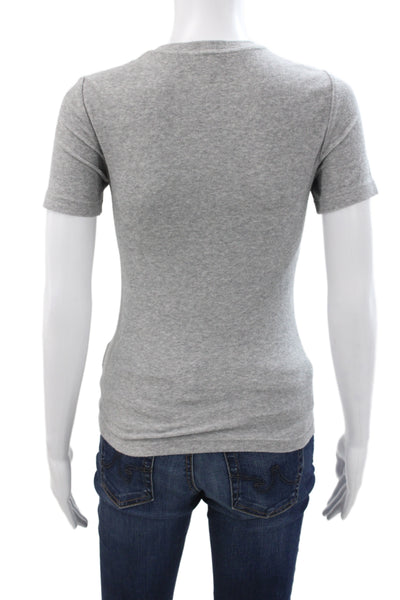 Tibi Women Basic Gray Crew Neck Short Sleeve Cotton T-Shirt Size XS