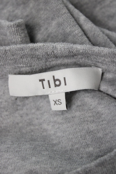 Tibi Women Basic Gray Crew Neck Short Sleeve Cotton T-Shirt Size XS