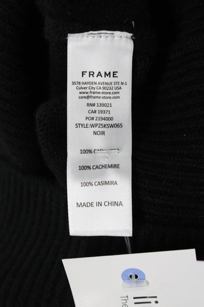 Frame Women Pullover Sweater Black Cashmere Crew Neck Short Sleeve Size S