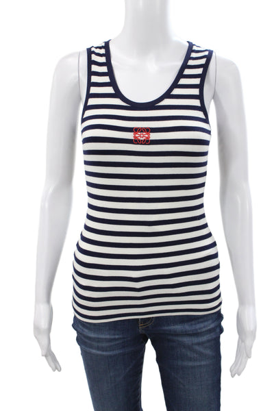 Loewe Women Striped Jersey Tank Blue Sleeveless Nautical Size S