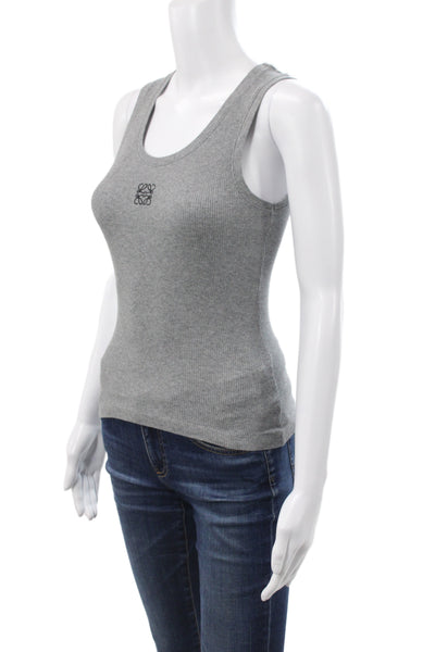 Loewe Womens Sleeveless Scoop Neck Tank Top Gray Size S