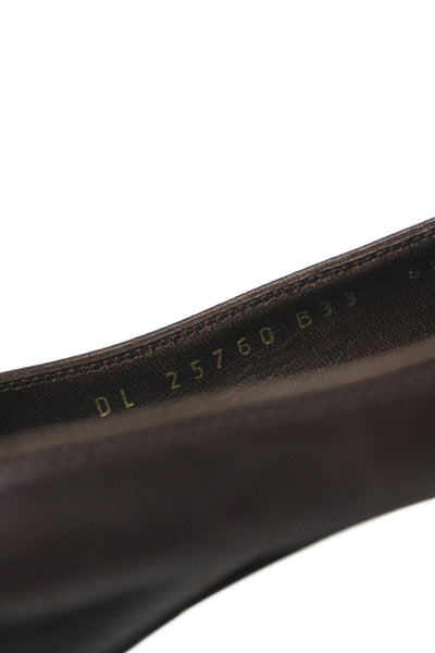 Salvatore Ferragamo Womens Leather Low Block Heels Shoes Brown Size 6.5B