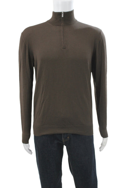 Boggi Mens Brown Merino Wool Mock Neck Pullover Sweater Size M