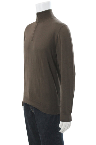 Boggi Mens Brown Merino Wool Mock Neck Pullover Sweater Size M