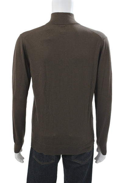 Boggi Mens Brown Merino Wool Mock Neck Pullover Sweater Size M