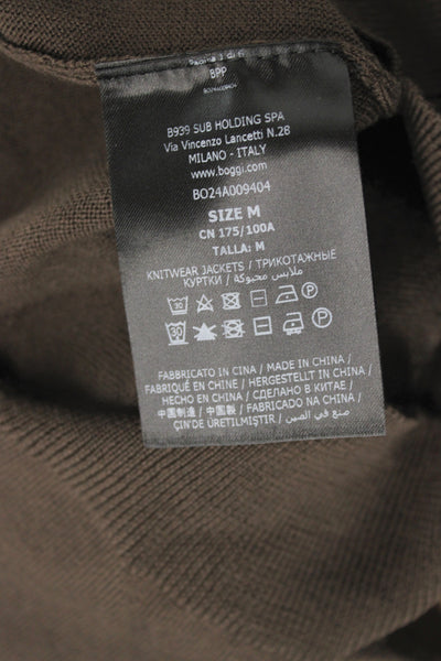 Boggi Mens Brown Merino Wool Mock Neck Pullover Sweater Size M