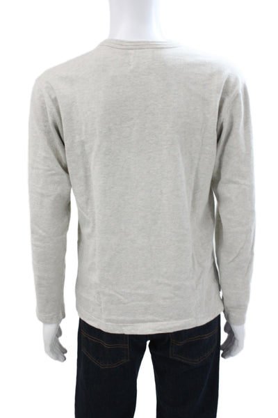 Buck Mason Mens Gray Crew Neck Basic T-Shirt 100% Cotton Long Sleeve Size M