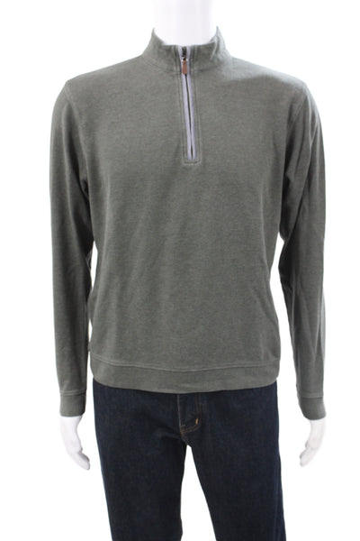 Johnnie-o Men Pullover Sweater Green Mock Neck Long Sleeve 65% Cotton Size M