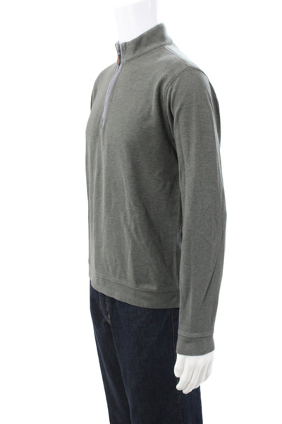 Johnnie-o Men Pullover Sweater Green Mock Neck Long Sleeve 65% Cotton Size M