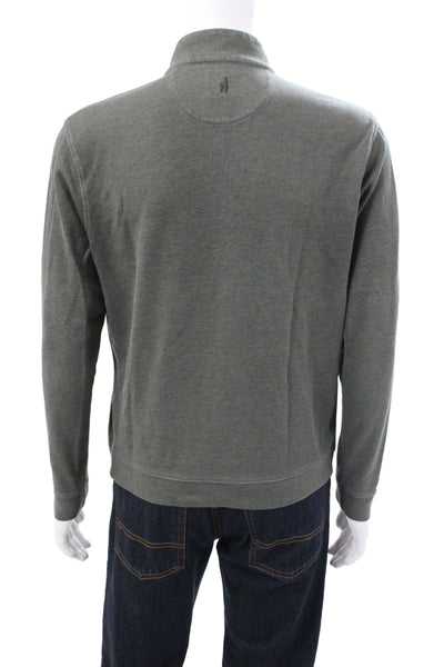 Johnnie-o Men Pullover Sweater Green Mock Neck Long Sleeve 65% Cotton Size M