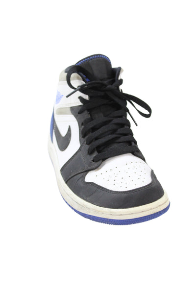 Nike Womens Lace Up Leather Air Jordan 1 Mid SE Sneakers Royal Black Blue Size 8