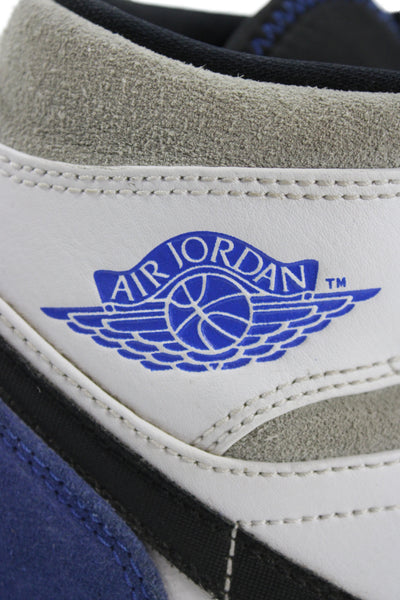 Nike Womens Lace Up Leather Air Jordan 1 Mid SE Sneakers Royal Black Blue Size 8