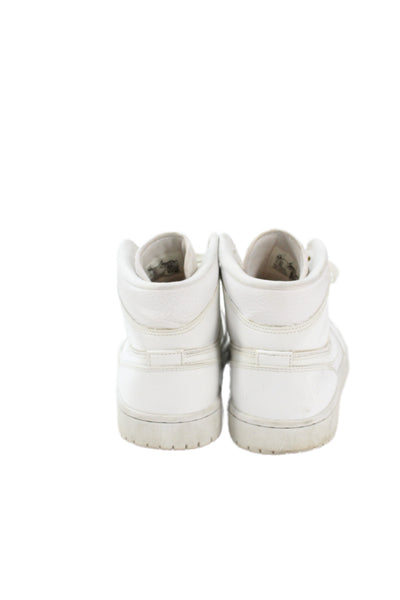 Nike Womens Lace Up Leather Air Jordan 1 Mid Sneakers Triple White Size 9.5