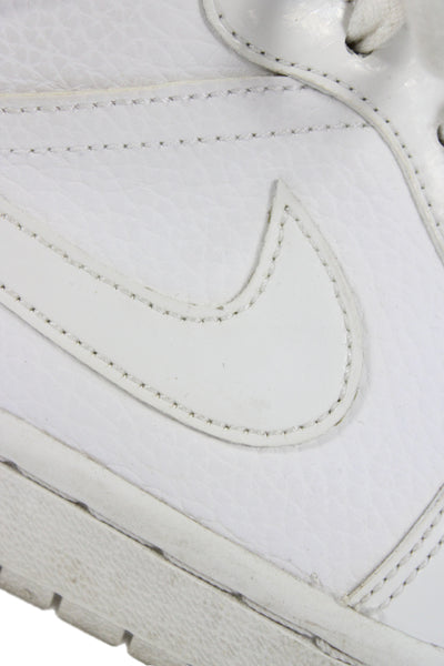 Nike Womens Lace Up Leather Air Jordan 1 Mid Sneakers Triple White Size 9.5