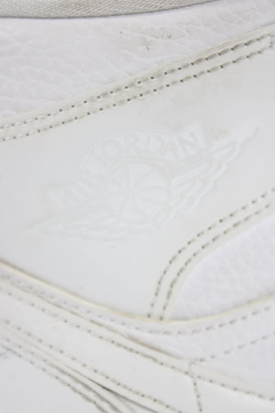 Nike Womens Lace Up Leather Air Jordan 1 Mid Sneakers Triple White Size 9.5