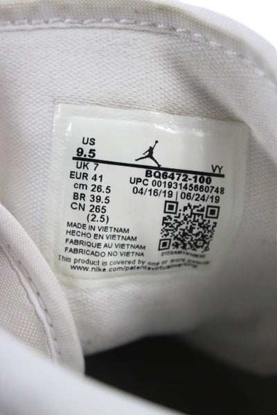 Nike Womens Lace Up Leather Air Jordan 1 Mid Sneakers Triple White Size 9.5