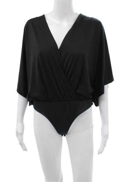 Zara Women One Piece Black V-Neck Polyester Sleeveless Size L