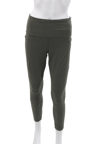 Athleta Womens Ankle Leggings Green Athleisure Solid Nylon Size M
