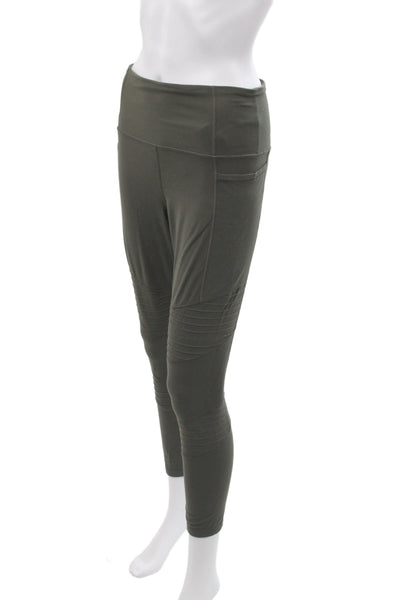Athleta Womens Ankle Leggings Green Athleisure Solid Nylon Size M