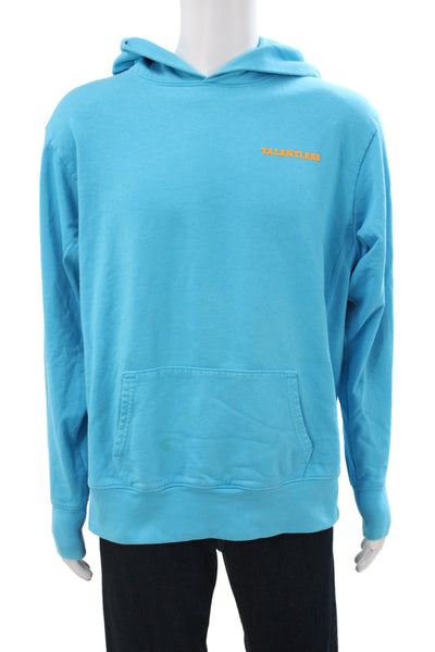 Talentless Mens Pullover Hoodie Blue Cotton Crewneck Drawstring Logo Size L