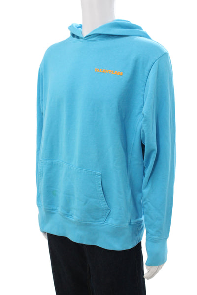 Talentless Mens Pullover Hoodie Blue Cotton Crewneck Drawstring Logo Size L