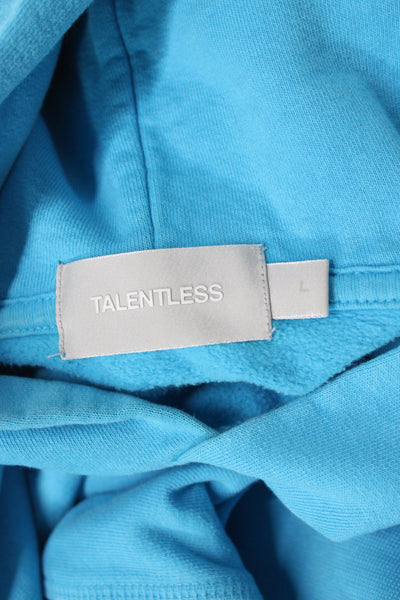 Talentless Mens Pullover Hoodie Blue Cotton Crewneck Drawstring Logo Size L