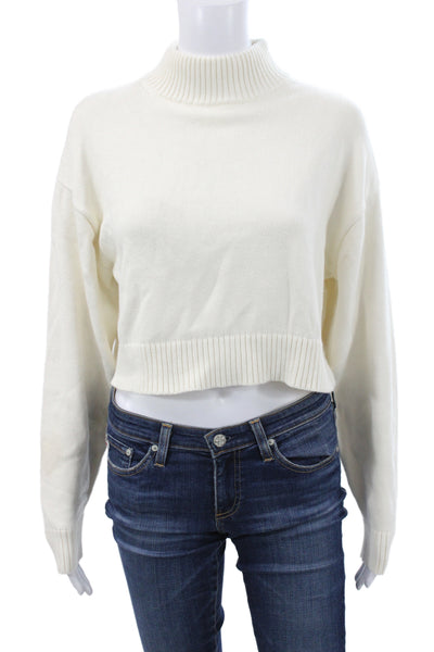 Sunday Best Women Pullover Mock Neck Organic Cotton Ivory Long Sleeve Size S